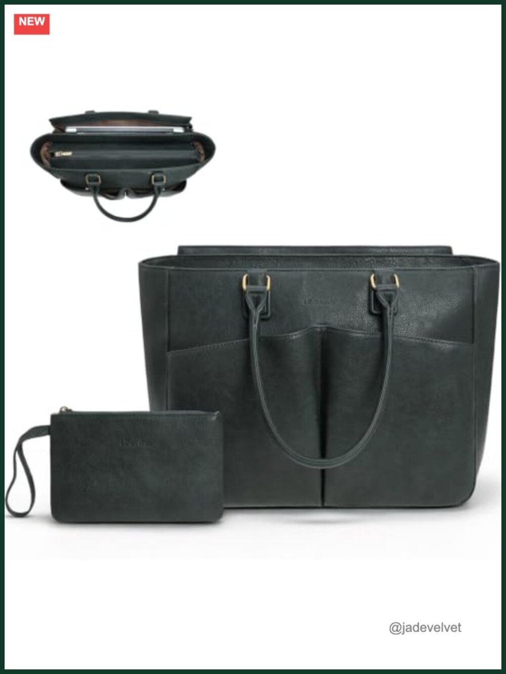 Leather Laptop Tote Bag for Women, Work Computer Briefcase, Padded 15.6" Laptop